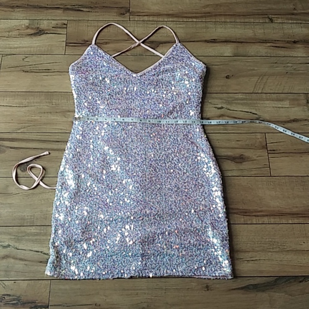 Eilly Bazar Embellished Light Pink Cocktail Mini Dress Size L - Picture 15 of 17